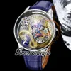 RMF AT802.50.DR Astronomia Tourbillon Механические мужские часы Iced Out Падение Багет с бриллиантами Желтое золото 3D Art Dragon Dial Leather Super Edition Timezonewatch A06E