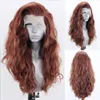 Aimeya Ginger Synthetic Lace Front Wig Long Wavy Synthetic Hair Wigs Cosplay Lace Wigs for Women black hat耐性繊維wig240115