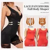 Body moldeador esculpido para mujer, prenda modeladora de cuerpo completo de encaje con cuello en V, ropa moldeadora de Control de barriga, mono ajustado, monos para mujer 240113