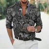 Magliette da uomo Abbigliamento da spiaggia abbottonato floreale Camicia leggera a maniche lunghe in cotone pesante Moda