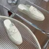 Klasyczne Trójkąta Logo Kapcie saboty zamszowe mokasyny męskie wsuwane na okrągłe palec palców obcasy patentowe skórzane moda luksusowe slajdy buty fabryczne buty fabryczne