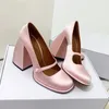 Robe chaussures 2024 femmes pompes sabots talons Mary Janes fête à talons hauts noir rose pour rétro