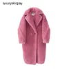 Maxmaras Coat Teddy Bear Womens Cashmere Coats Wool Winter Song Qian Liu Tao Same Same Imitation Pink Medile Longueur avec CO