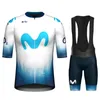TDF Movistar Takım Bisiklet Jersey Set Kısa Kollu Mavi Giyim Yolu Bisiklet Gömlekleri Takım Bisiklet Bib Şort MTB MAILLOT ROPA 240113