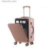 Resväskor 20 Front Open Lid Travel Bagage Aluminium Frame Fashion Trolley Suit Female Boarding Box Pull Rod Box stor kapacitet Q240115