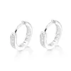 Silver Huggie Earrings Original 925 Sterling Silver Ear Fine Jewelry Simulated CZ Micro Paved Solid 925 Sterling Silver Hoop Earri2077