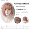 Syntetiska peruker slår syntetiska peruk peluca con flequillo muje blond brun rosa lila lolita bobo peruk cosplay mode dagligen korta peruk kvinnor q240115