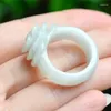 Clusterringen Natuurlijke Jade Ring Rose Damessieraden Echte Myanmar Handring Boetiekaccessoires Breng geluk Zomerkoeling Slijtage