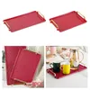 Tea Trays Serving Tray With Handles Luxury Style Reusable Platter Rectangular Fruit
