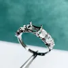 Cluster Rings Meibapj 4mm 6mm Real 925 Sterling Silver Fashion Ring Seting DIY TOME HOLDER FÖR KVINNA FINE CHARM smycken