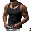 Herrtankstoppar herrar tank tops män sommar vit muskel västar bomull underkläder ärmlös topp solid väst o-hals Gymkläder bodybuildi dhaa5