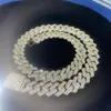 Raper 15 mm Sterling Sier prawdziwy złoty VVS MOISSANITE Cuban Chain