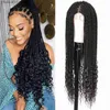 Synthetic Wigs Kalyss 36 Full Double Lace Braided Wigs with Boho Curly Ends Knotless Cornrow Box Braided Wig with Baby Hair Q240115