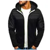 Neue Casual Zipper Kapuze Patchwork Modische Hoodie Jacke Herren Color Blocking Cardigan