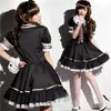 Shanghai Story Japanese Sweet Maid Dress Cosplay Maid Costume Söt Lolita Apron Dress Set Service Costume Black305n