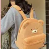 Sacs d'école Dessin animé ours en peluche sac à dos adolescent filles cartable jeunesse femme Orange grande capacité sac à bandoulière doux moelleux sac à dos