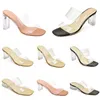 Chaussures d'été pour femmes, sandales à talons hauts, talon en cristal transparent, surface brillante, noir, rose, blanc, grande taille 35-41