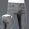 Brand Arrivals Jeans Men Cotton Casual Male Denim Pants Straight Stretch Slim Fit Grey Skinny Mens Trousers 240113