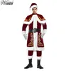 6 szt. Deluxe Święty Mikołaj Claus kostium świąteczny Cosplay Dorośli Mężczyźni mundury na przyjęciu kostium przyjęcia Boże Narodzenie M-XXL308H