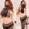 Women Arab Oriental Belly Dance Veil Bra Thong Pants Costume Bodysuit Latex Erotic Lingerie Lenceria Sexy Open Bra Costumes285k