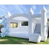 Partihandel 4.5x4m Annonsering Uppblåsningsbar högkvalitativ uppblåsbar studshus Bröllop Bouncy Castle med Slide Combo All White Bouncer Jumping Bed till salu