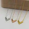 Titanium steel Korean version of the three-dimensional V letter necklace fashion for women's short collarbone necklace access183v