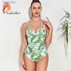 Simkläder Andzhelika Sexig Push Up Deep V Neck One-Piece Swimsuit Women Mage Control badkläder 2023 New Beach Bathing Suits Monokinil240115