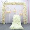 Arco de casamento arranjo de flores suprimentos diy festa de casamento decoração de flores rosa peônia estrada chumbo flor artificial linha mesa runner228q