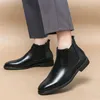 Men's Pointed Chelsea Boots Business Leather Shoes Black Brown Cowboy Autumn Winter Boot Party Prom Dress Ankle Botas Large Size 240115