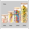 Food Storage Organization Sets Food Storage Cereal Container Airtight Canisters with Bamboo Wood Lids Transparent Glass Jars Kitchen Pantry Organizervaiduryd