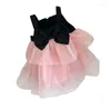 Mädchenkleider Süßes Mädchen Schwarz Rosa ärmelloses Kleid mit Schleifen für Kinder Boutique Sommerkleidung Outfit Tragen 1–6 Jahre