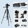 Tripods 55 140CM Travel Digital Camera Tripod Professional Aluminum Tall Phone Stand With Quick Plates Mount Pan Head For DSLR SLRL240115