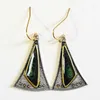 Dangle Earrings Vintage Triangle Green Resin Crochet For Women Tribal Fashion Jewelry 2024 Pendientes Wholesale D386