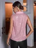 Bluzki damskie 2024 Kobiety moda lato proste eleganckie cekiny z koralikami diamenty szyfonowe koreańskie swobodne koszule w stylu vintage topy biurowe