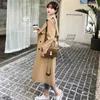 Women's Long Trench Coats V Neck Double-Breasted Windproof Jacket with Belt Fall Fashion Street Wear Size S-XL Drop 240115