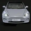 1 24 Tesla Model 3 Model Y Alloy Car Model Diecast Metal Toy Vehicles Car Model Simulation Sound and Light Collection Kids Gifts 240113