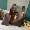 Yüksek kaliteli tasarımcı çanta kahverengi sepet çantası kadın lüks çanta klasik stil m46816 deri omuz çantası 240115