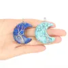 Anhänger Halsketten 1 stücke Wrap Mond Form Naturstein mit Kette Display Box Lapis Lazuli Opal Charme Frauen Schmuck Fit für Halskette