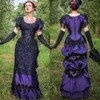 Robes de bal victoriennes vintage robe de bal froncée costume historique corset robes d'occasion spéciale manches courtes dentelle noire longueur de plancher robe de soirée pour femmes