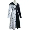 Cruella Cosplay Costume Black White Dress Outfits Halloween Carnival Suit254X