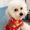 Hundkläder husdjurskläder kinesiska år tang kostym för hundar cheongsam vinter kappa jacka vårfestival kläder dräkt