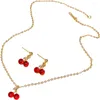 Orecchini con collana Set 1 regali di frutta con gioielli in ciliegia da donna