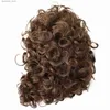 Sentetik peruklar gnimegil erkek peruklar doğal saç sentetik elyaf kısa kahverengi peruk patlama kıvırcık peruk cosplay karnaval cadılar bayramı kostüm peruk q240115