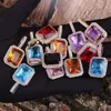 18k Gold Gem Stone Red Blue Purple Black Lab Ruby Pendant Halsband Micro Pave Bling Bling Pendant Hip Hop Jewelry305i