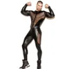 Sexy Herren Spitze Leder Catsuit Bodysuit Overall PVC Club Roboter Strampler Kostüm L972 SMLXLXXL238y