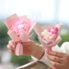 Dekorative Blumen häkeln Mini-Blumenstrauß handgemachte gestrickte Sonnenblume Erdbeer-Puff-Blumenjahr Weihnachtsgeschenk Hochzeitsdekoration