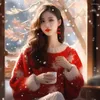 Kobiety swetry europejski szata wojenna grube nici SWEATUM Autumn/Winter Christmas Atmosfera Mała pachnąca dzianinowa top