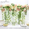 Arranjo de flores artificiais personalizado de 1m, com salgueiro pendurado, plantas verdes, decoração, arco de casamento, cenário, festa, evento, flor de seda, row312d