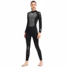 Kvinnors badkläder 3mm neopren Wetsuit en stycke långärmad varma mäns snorkling surfing baddräkt solskyddsmedel vattensporter svart