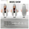 Synthetic Wigs Silver Ash Gray Long Straight Lolita Cosplay Natural Hair with Bangs for White Women Party Daily Heat Resistant Q240115